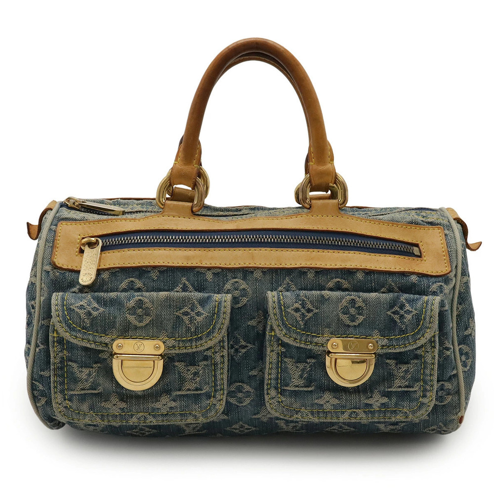 LOUIS VUITTON Monogram Denim Neo Speedy Handbag Boston Bag Blue